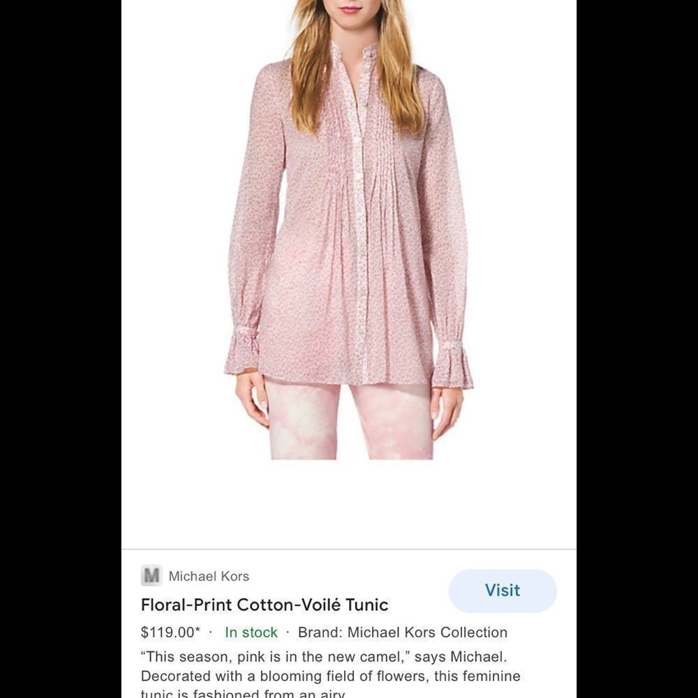 MICHAEL KORS Voile tunic lightweight pleated long sleeve